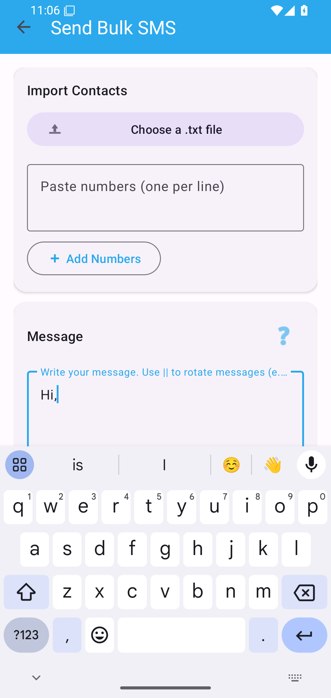 Andriod SMS Sender — product capture